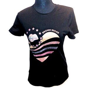OVER APPAREL WOMEN'S BLACK BROWN SUGAR GRAPHIC T- SHIRT - SIZE M